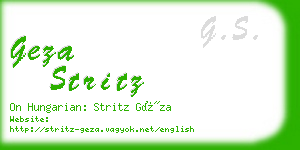 geza stritz business card